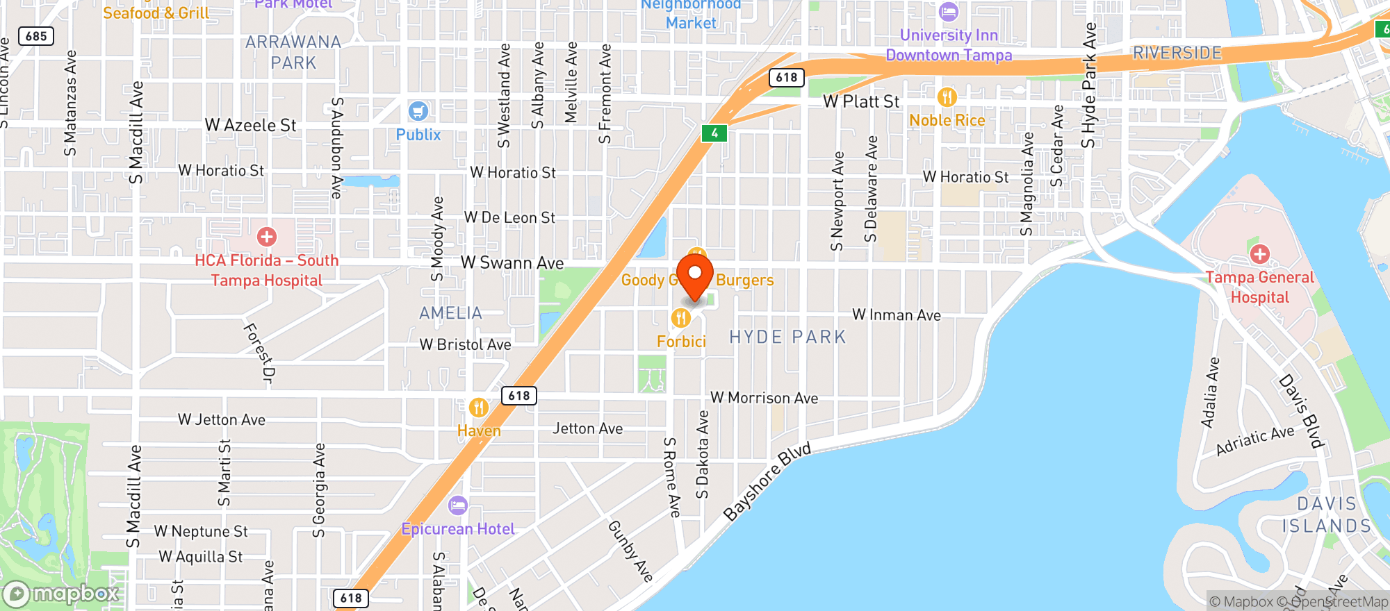 Map showing Buddy Brew Coffee - Hyde Park
