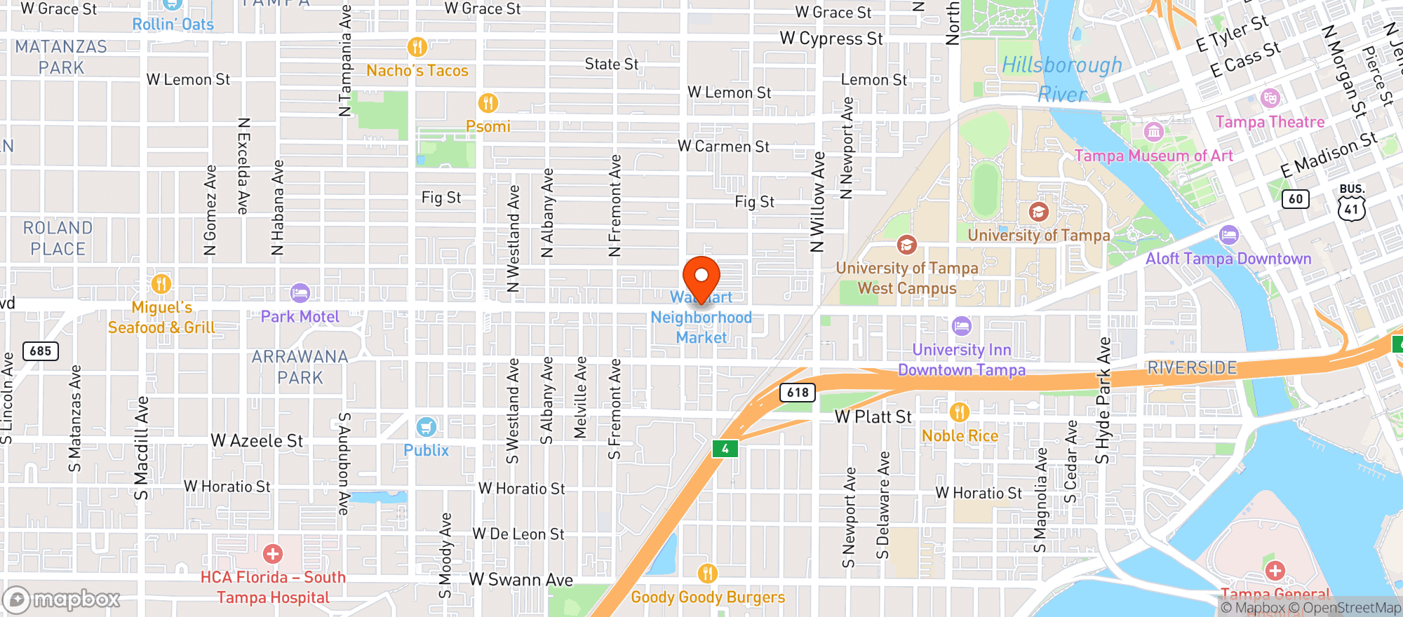 Map showing Walmart Neighborhood Mkt