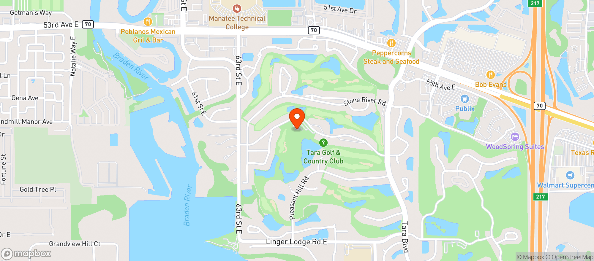 Map showing Tara Golf & Country Club