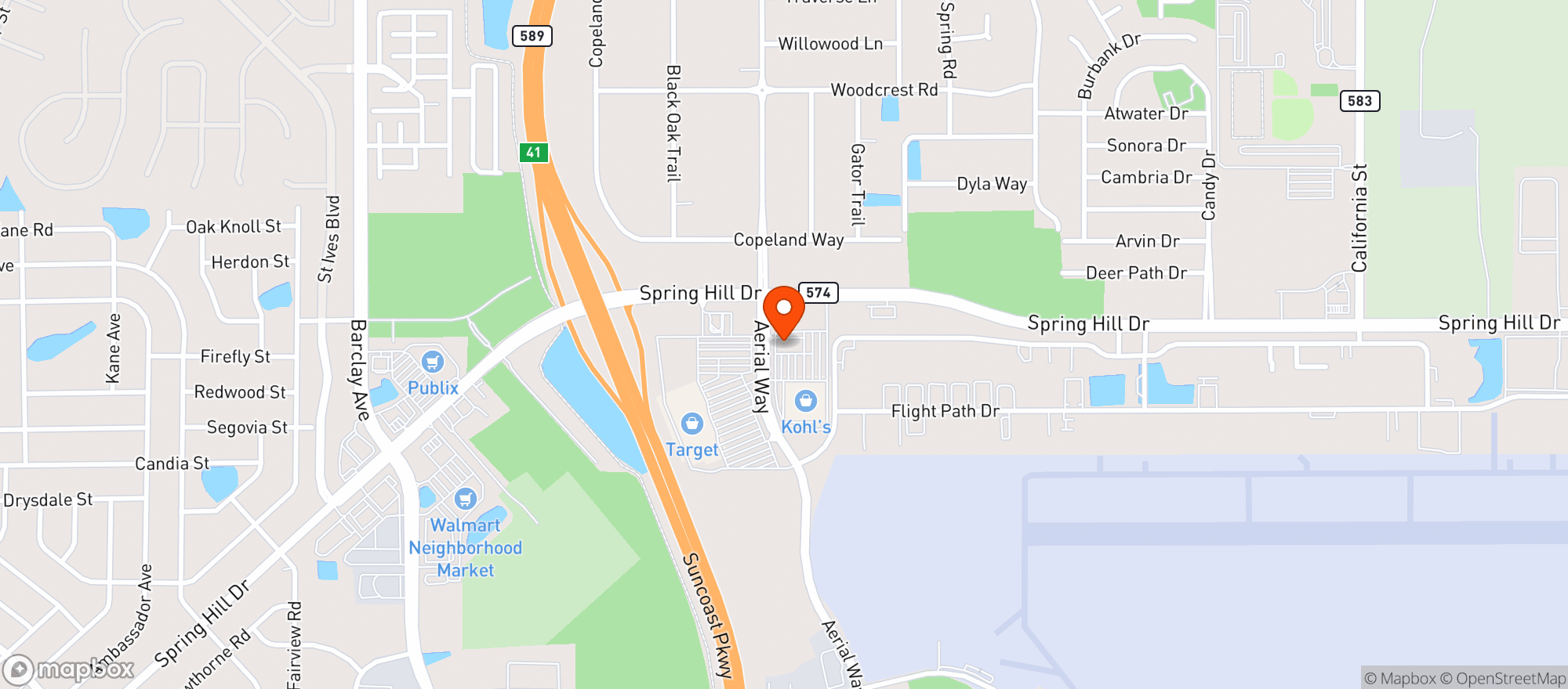 Map showing Drews American Grill