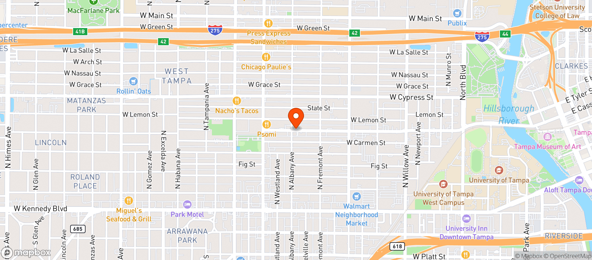 Map showing Downtown Food Mart