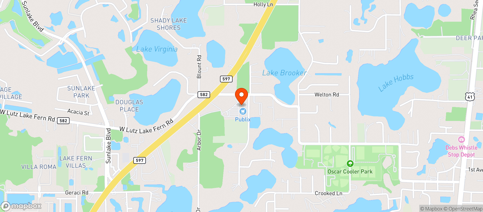 Map showing Lutz Lake Crossing