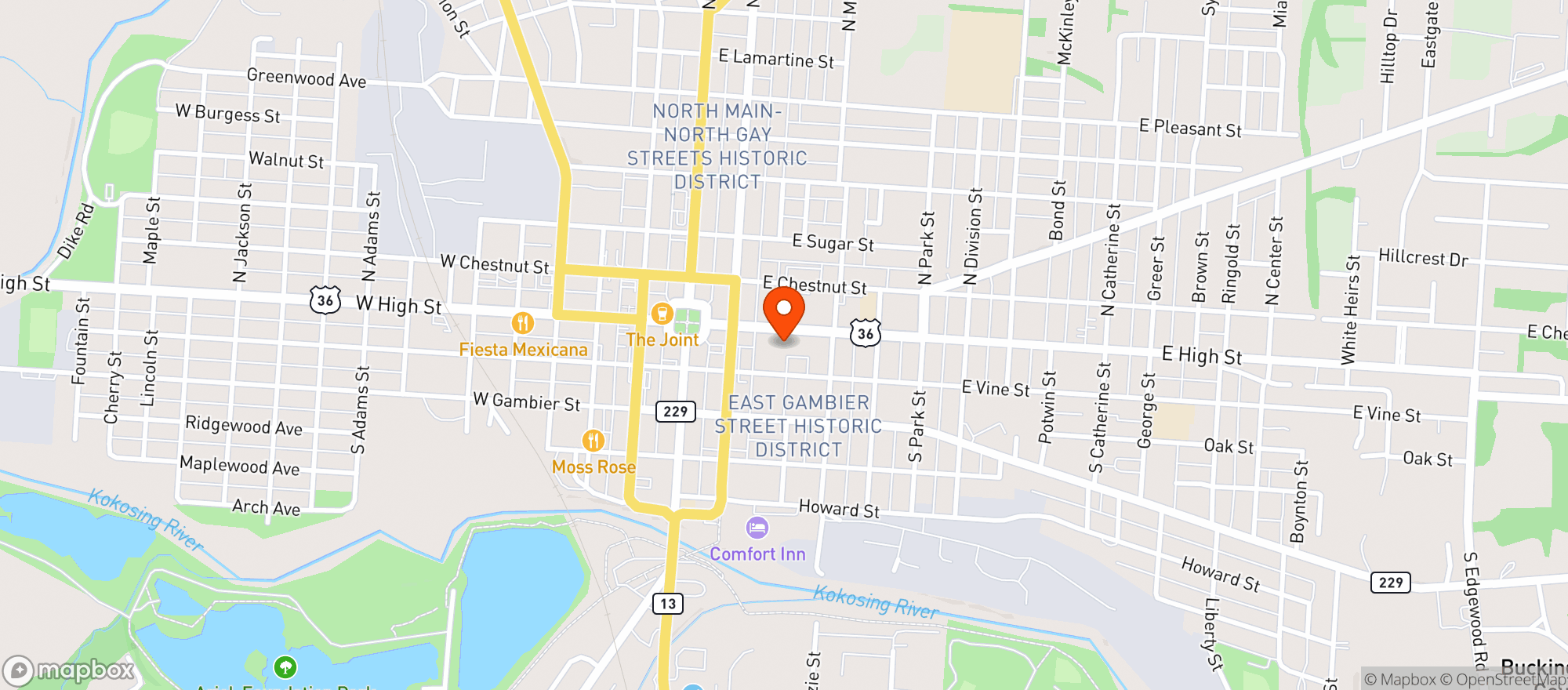 Map showing Memorial Theater