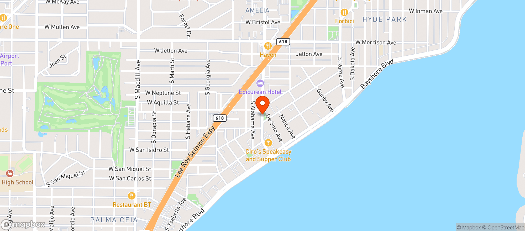 Map showing Bellas Italian Cafe