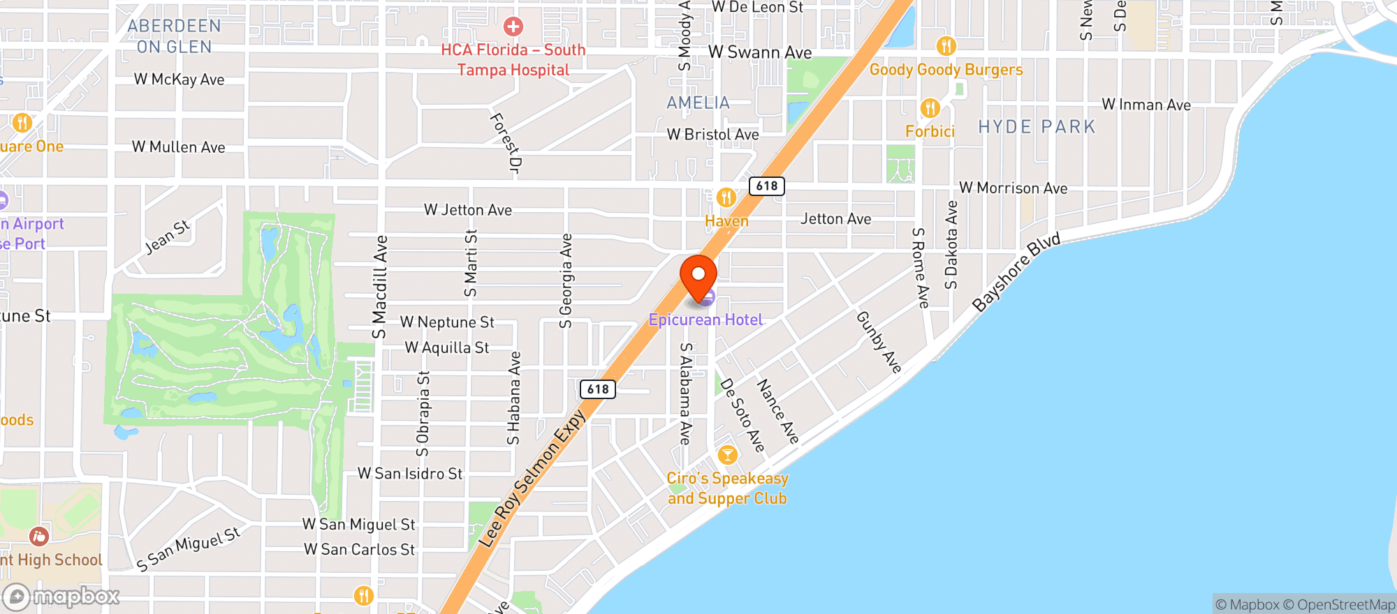 Map showing Epicurean Hotel