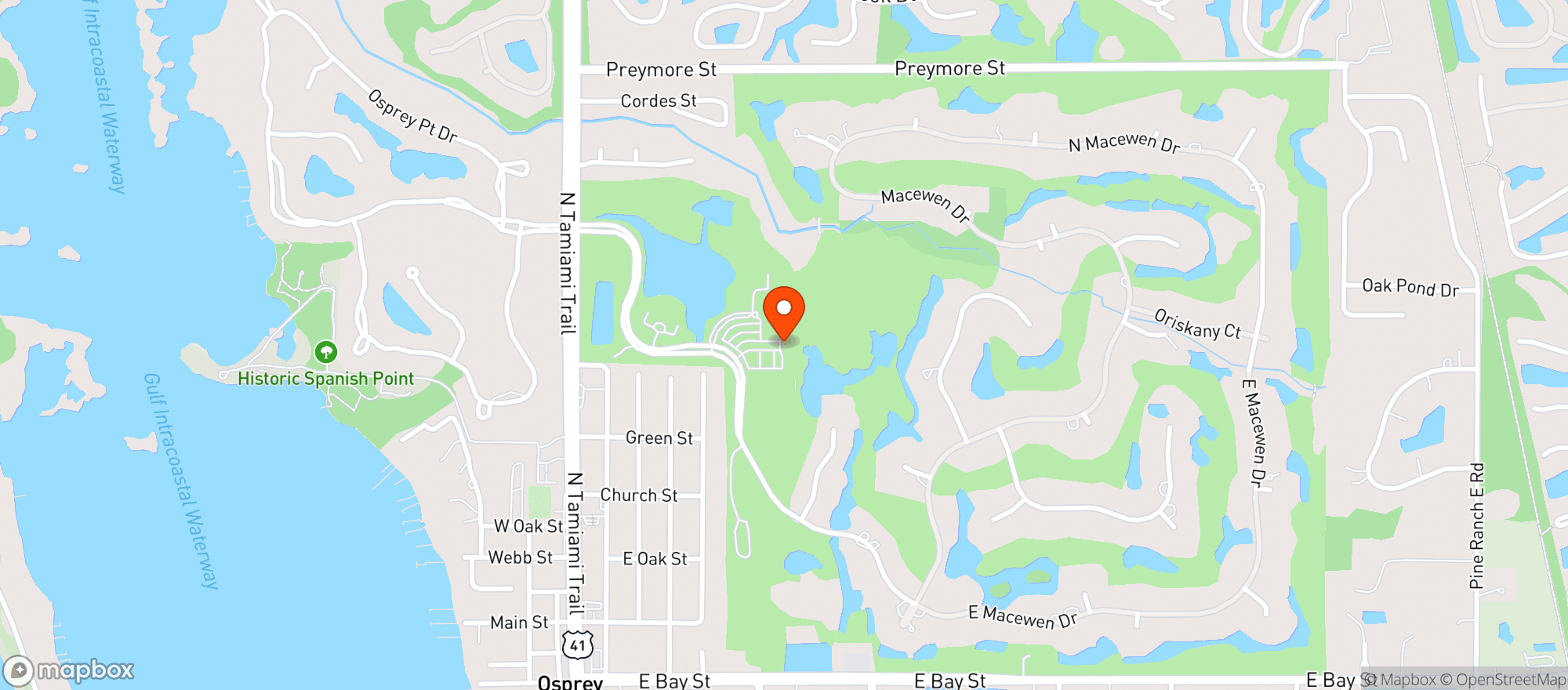 Map showing Oaks Club