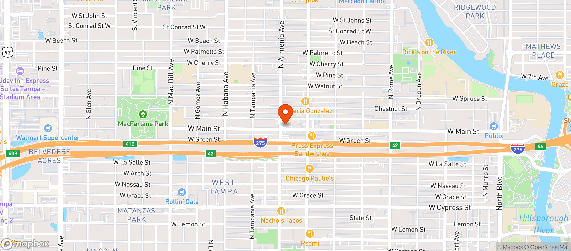 Map showing West Tampa Sunoco