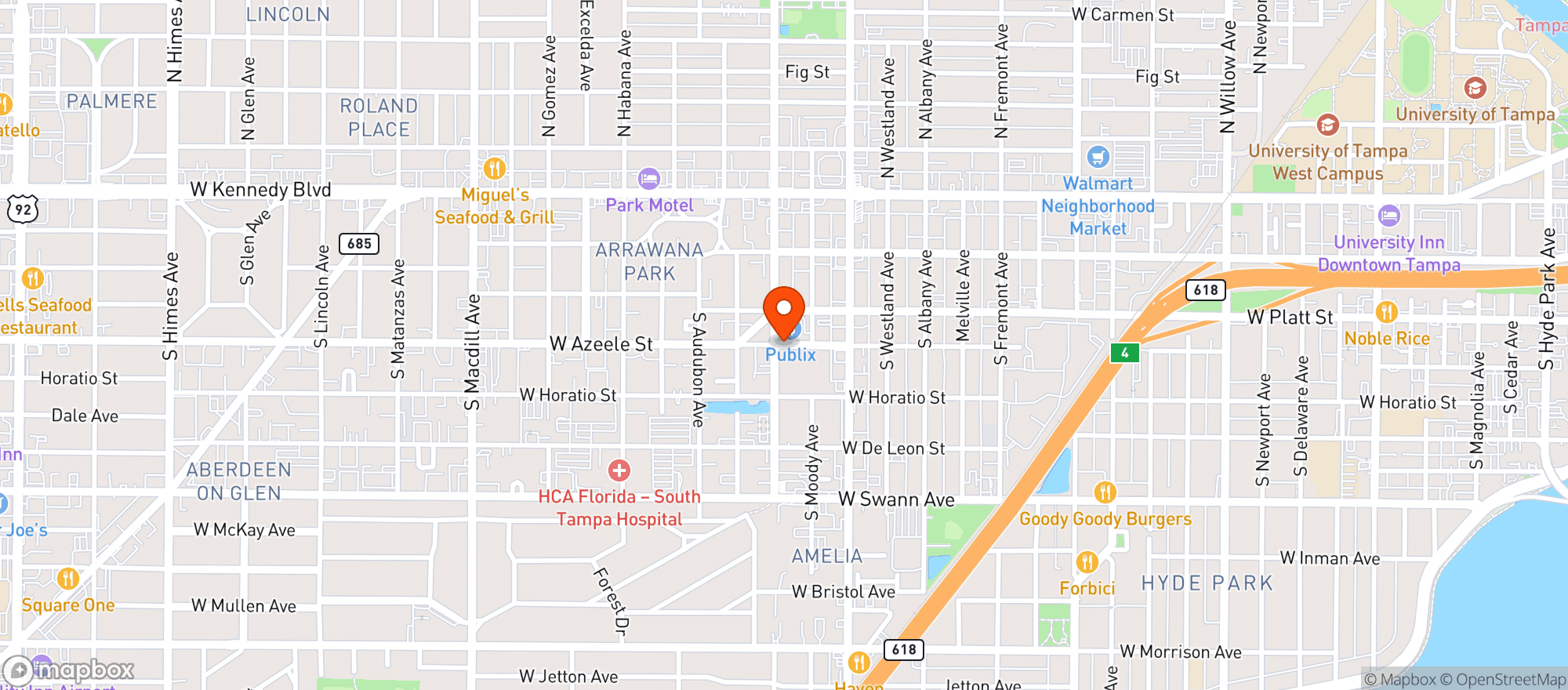 Map showing Publix Super Market