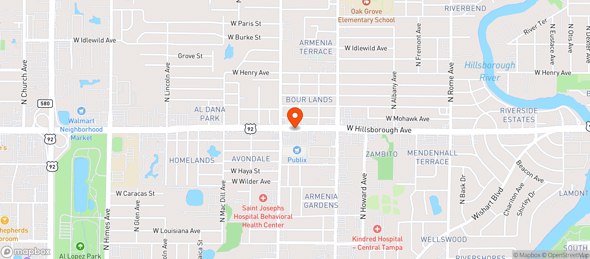 Map showing Publix Super Market