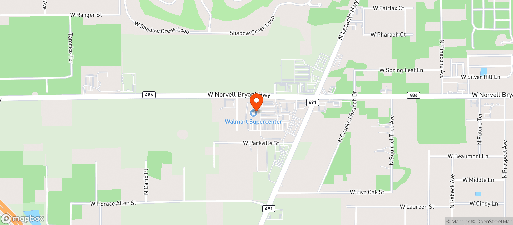 Map showing WALMART SUPERCENTER #5772