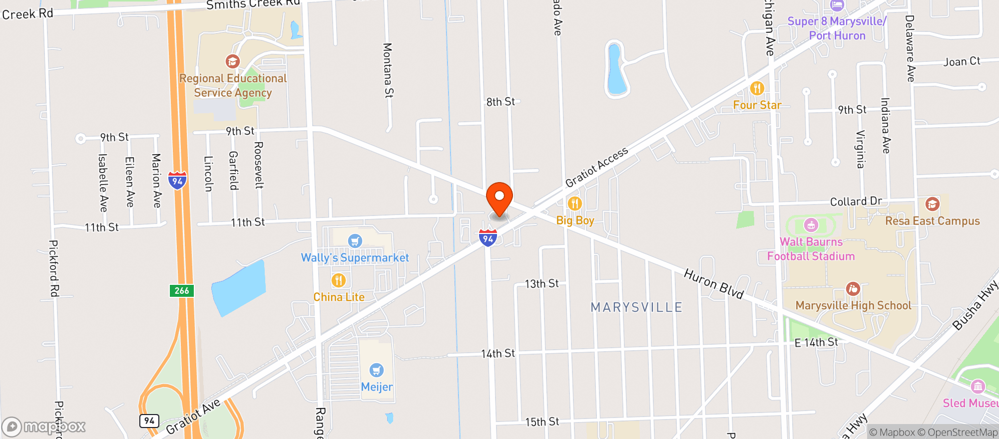 Map showing Smokey Moes Liquor Store