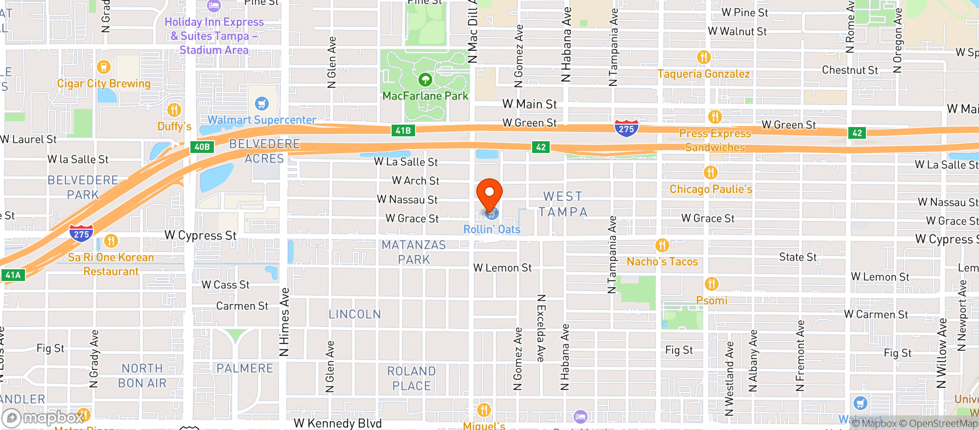 Map showing Rollin Oats Market & Cafe
