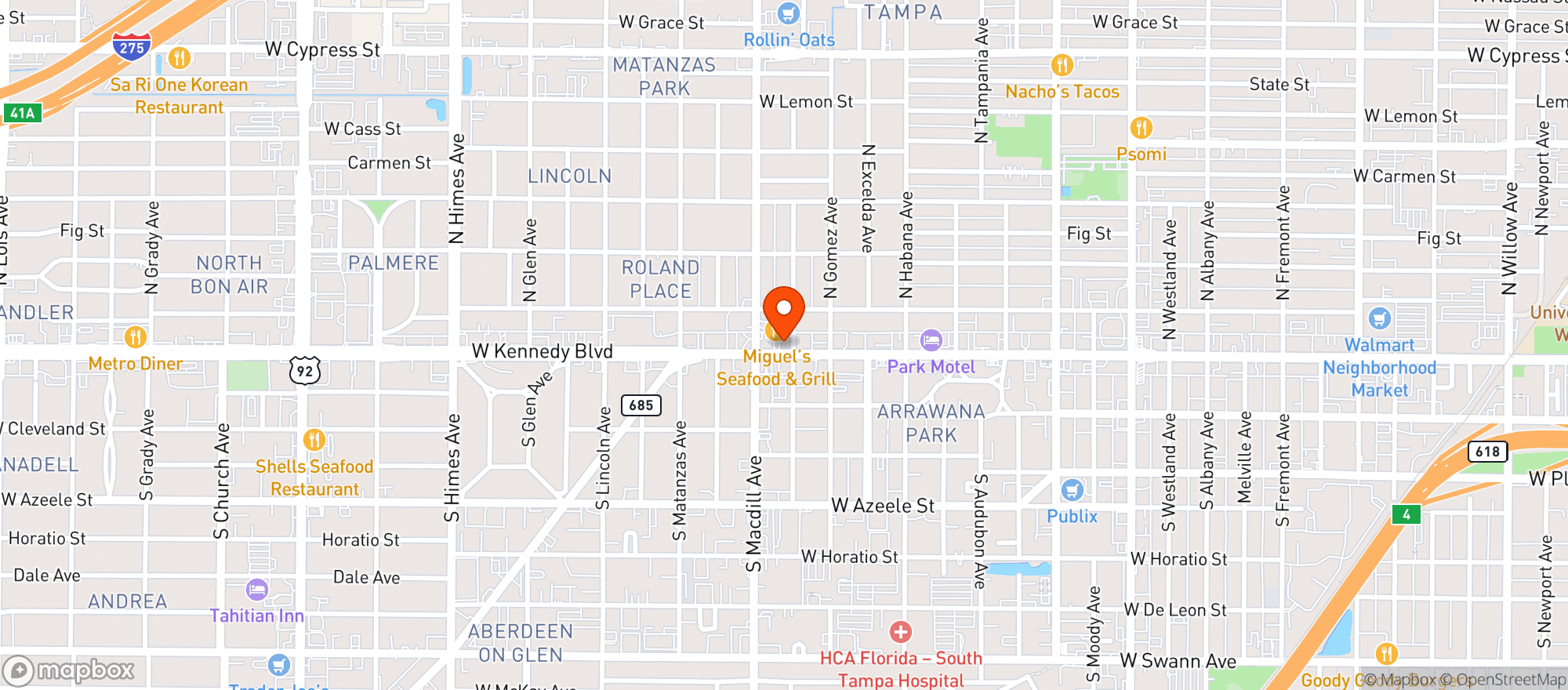 Map showing Acropolis Greek Taverna - South Tampa