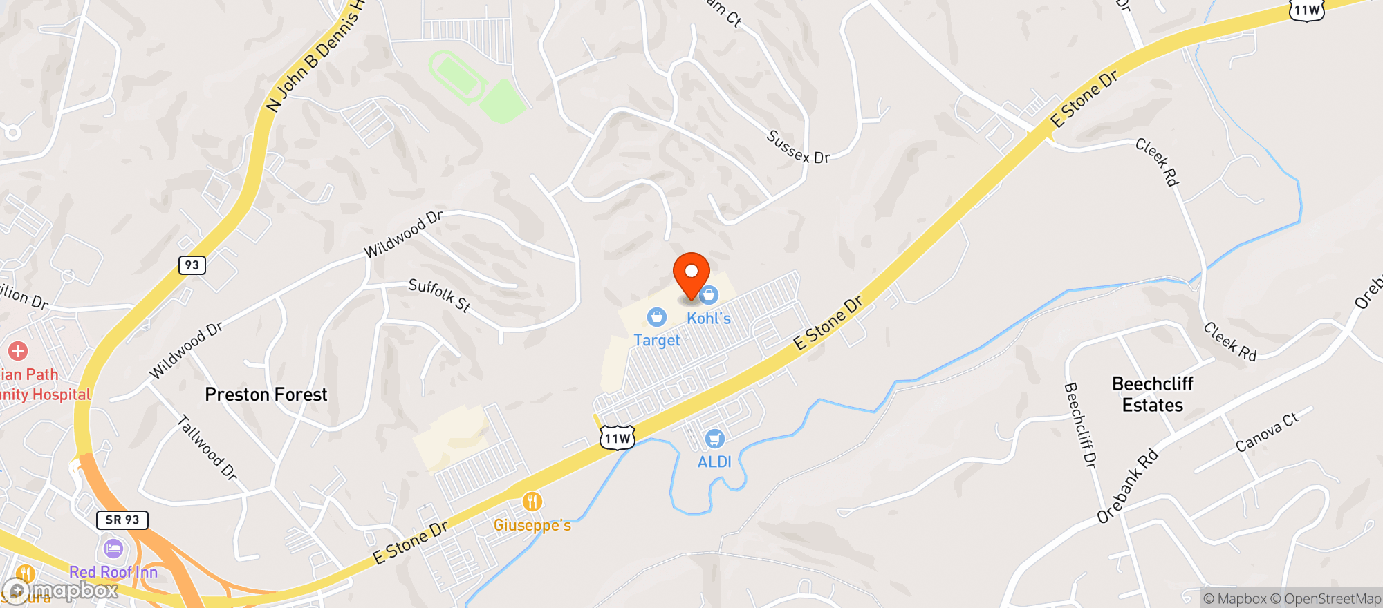 Map showing Target - Kingsport