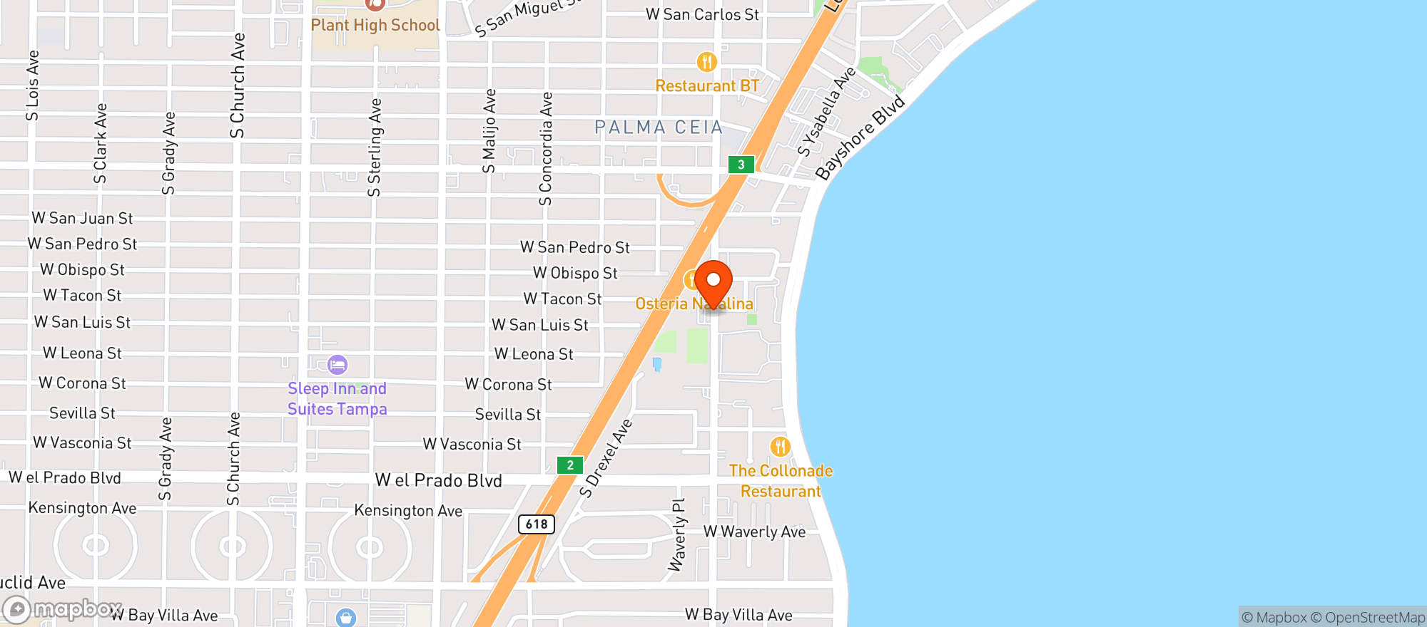 Map showing Pane Rustica Bakery & Cafe