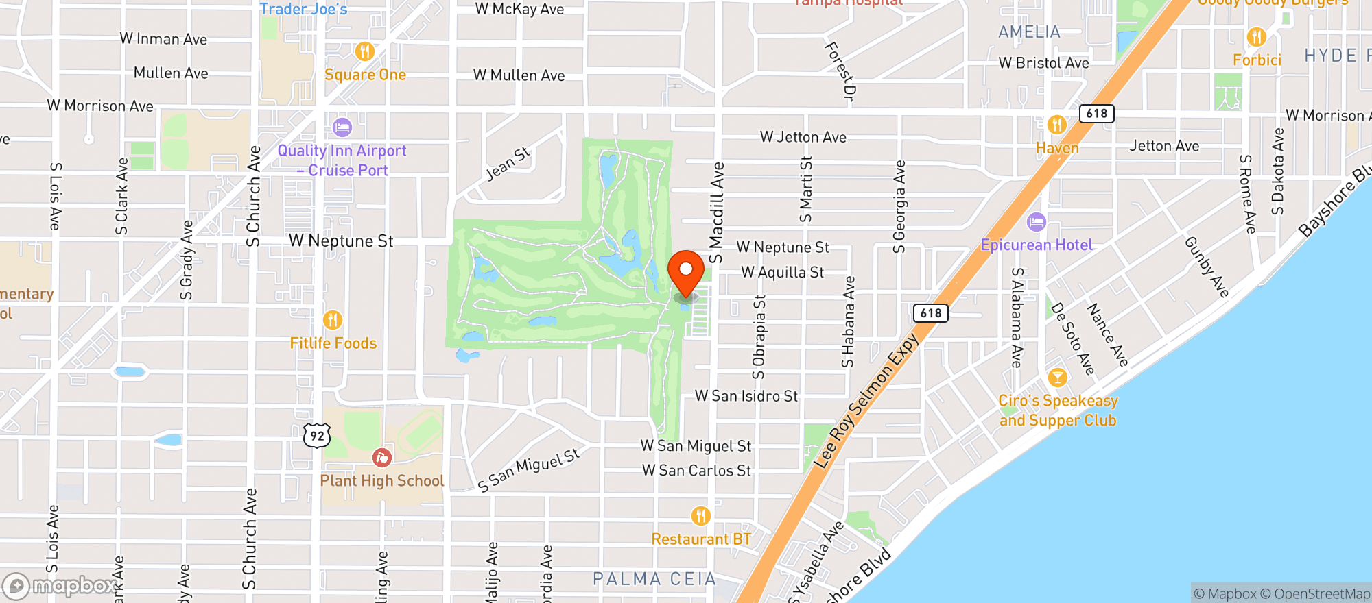 Map showing Palma Ceia Country Club