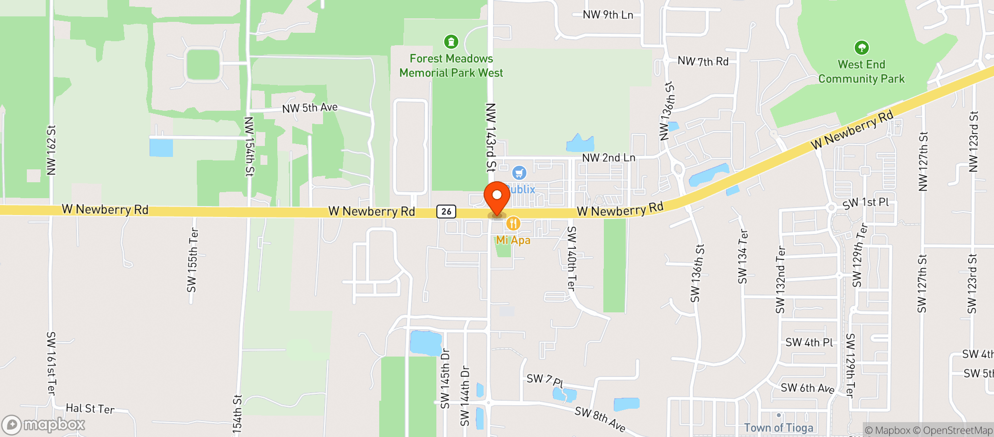 Map showing CIRCLE K (14225 W NEWBERRY RD)