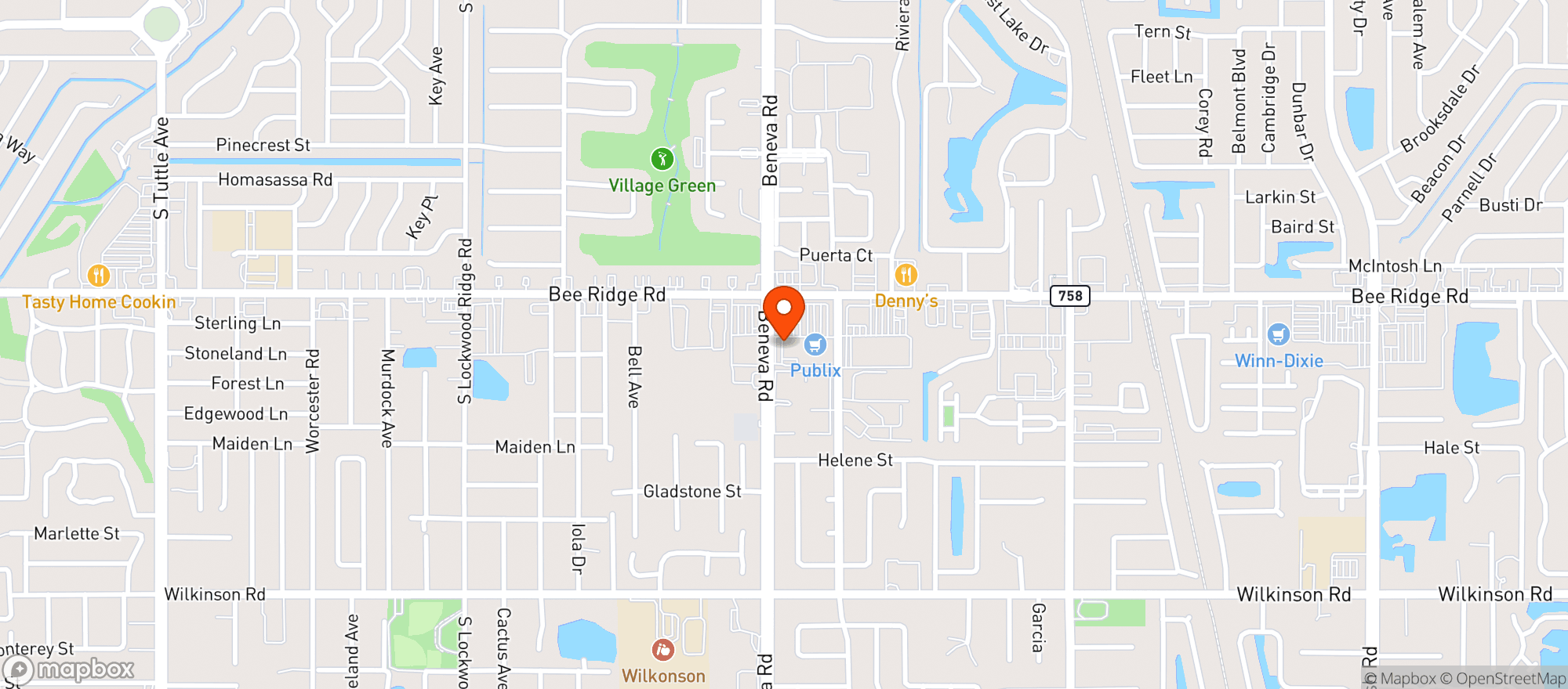 Map showing Publix Super Market