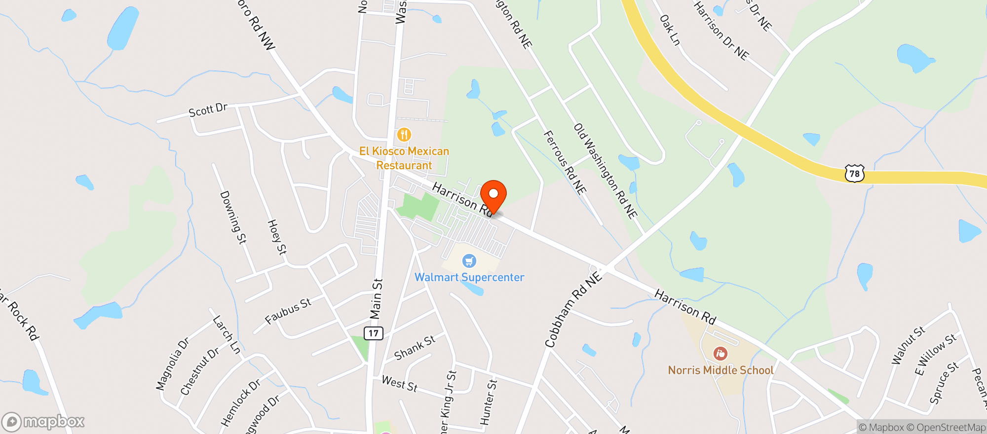 Map showing WALMART SUPERCENTER