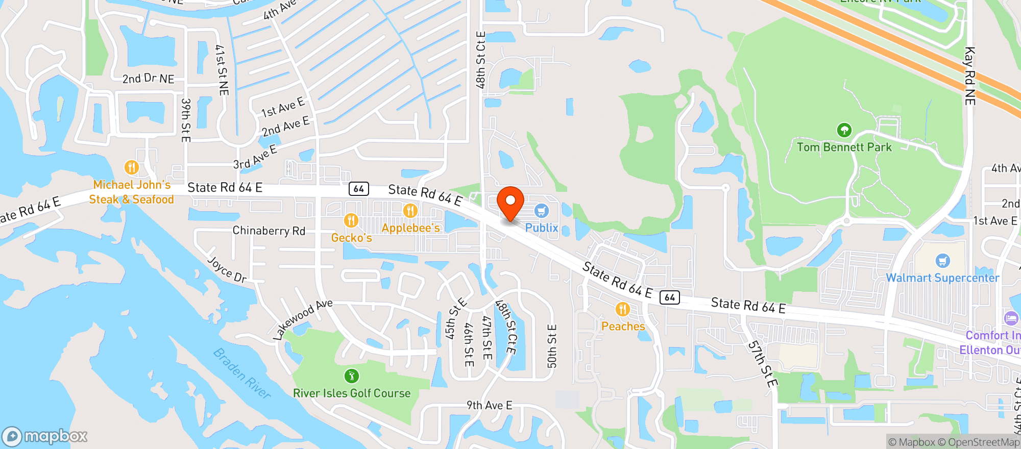 Map showing Rivers Edge Liquors