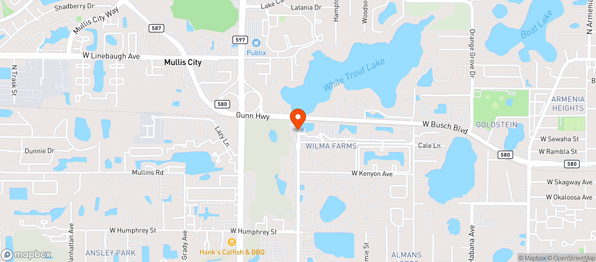 Map showing Beef 'o' Brady's