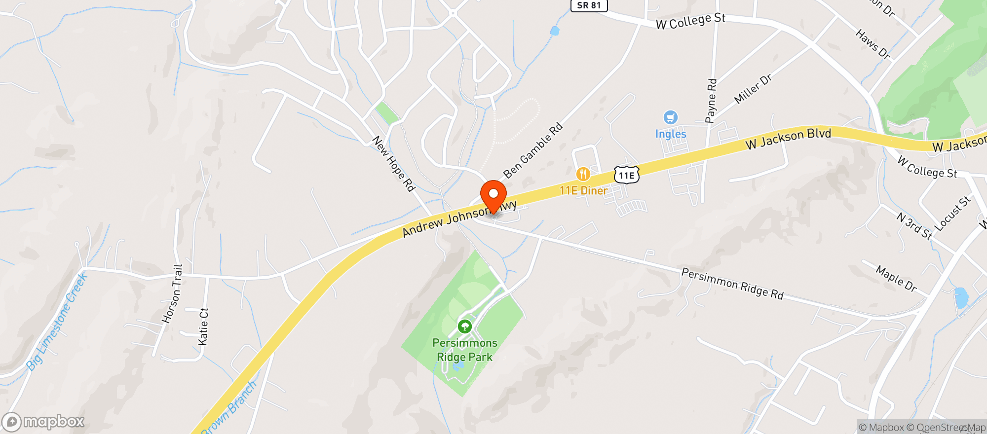 Map showing Jonesborough Wine & Spirits