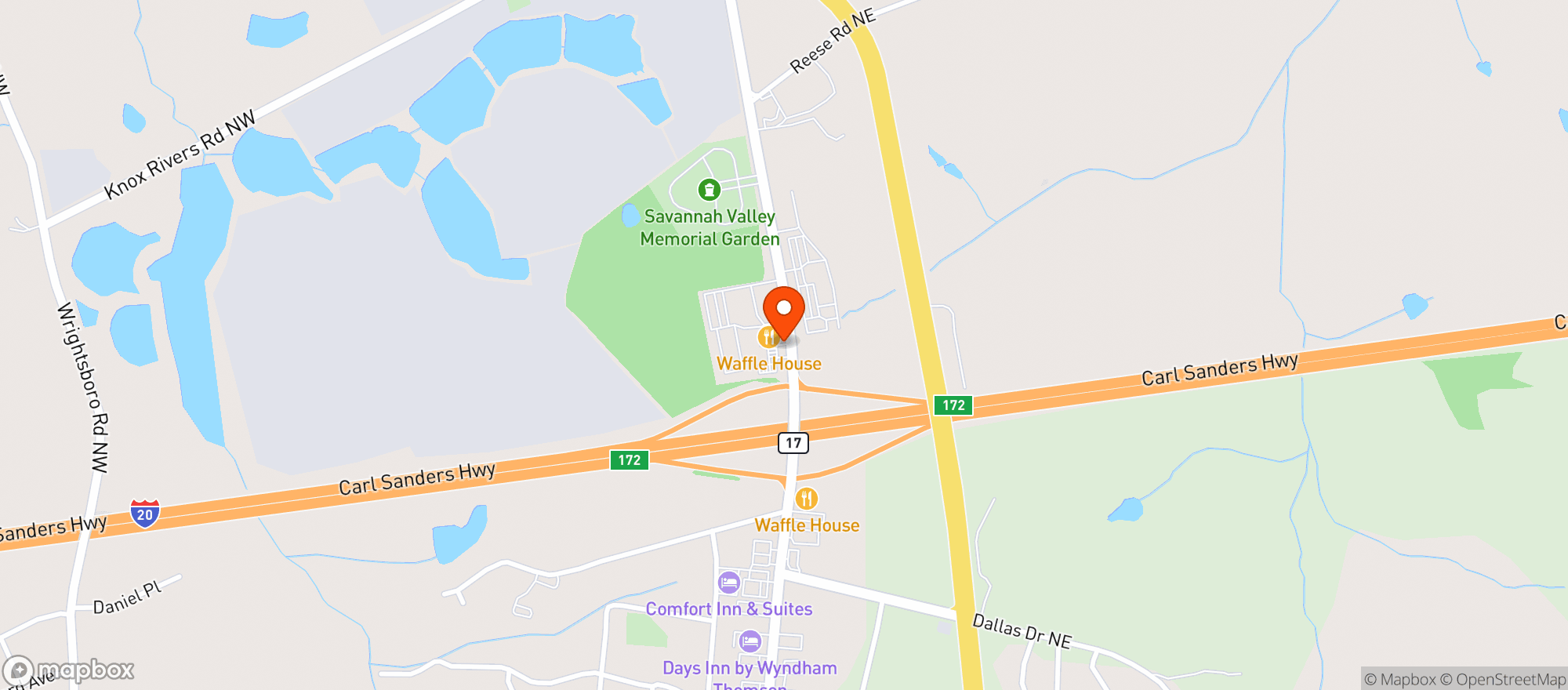 Map showing Sprint Foods - Ga - Sc