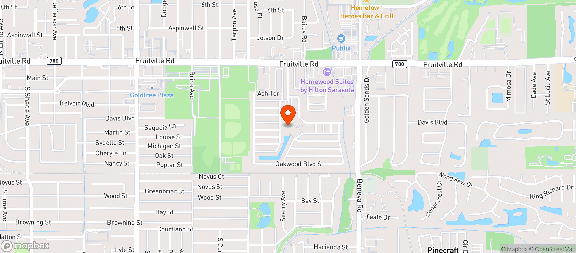 Map showing Oakwood Manor Homeowners