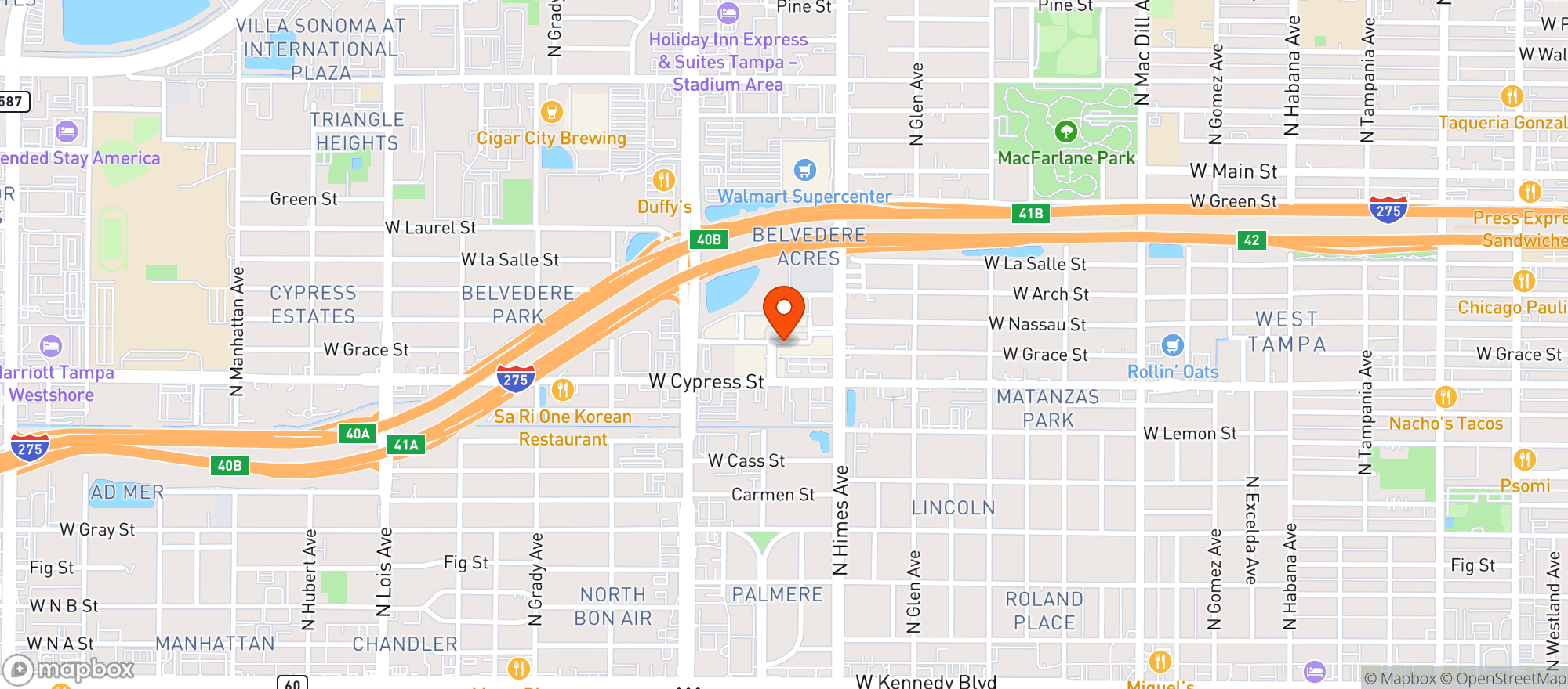 Map showing Aloft Hotels