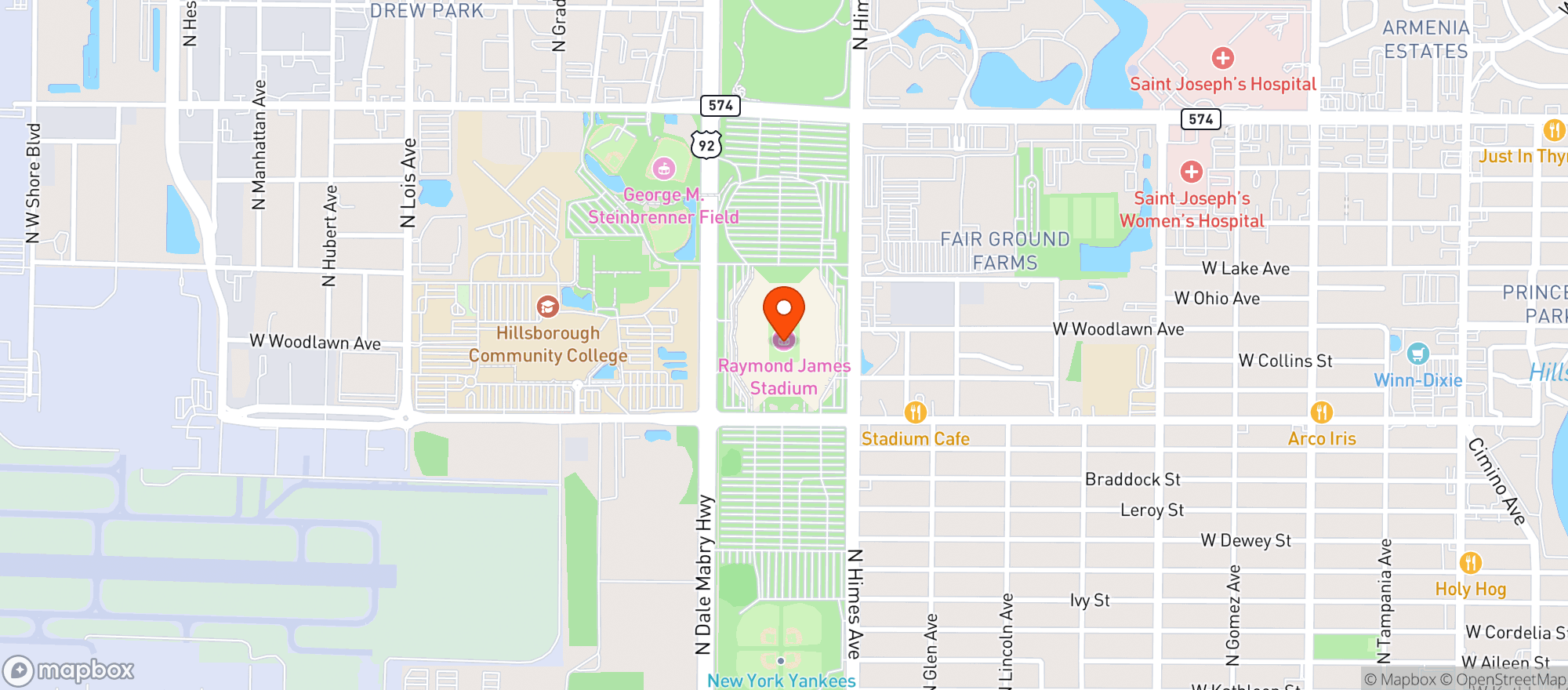 Map showing Raymond James Stadium