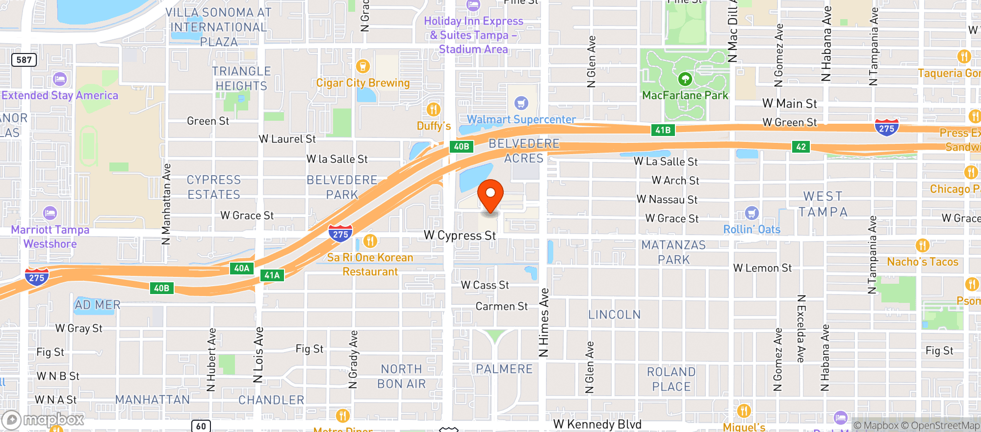 Map showing Walk Ons Bistreaux & Bar