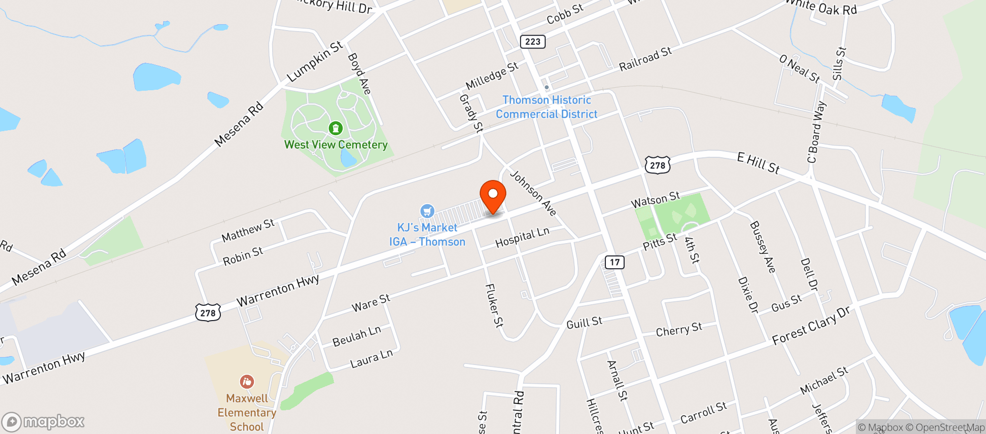 Map showing Kjs Market Iga