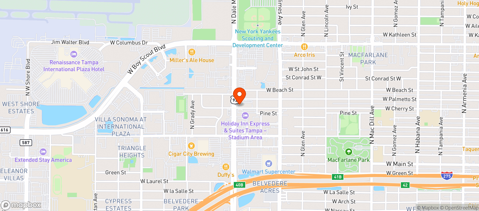 Map showing Riveters Tampa