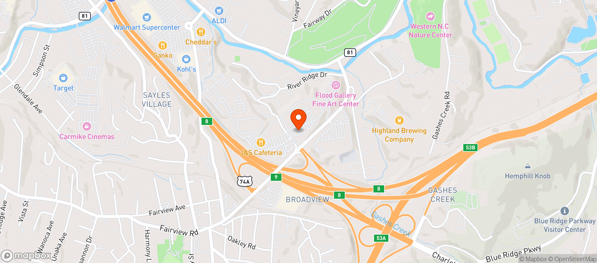 Map showing Cvs