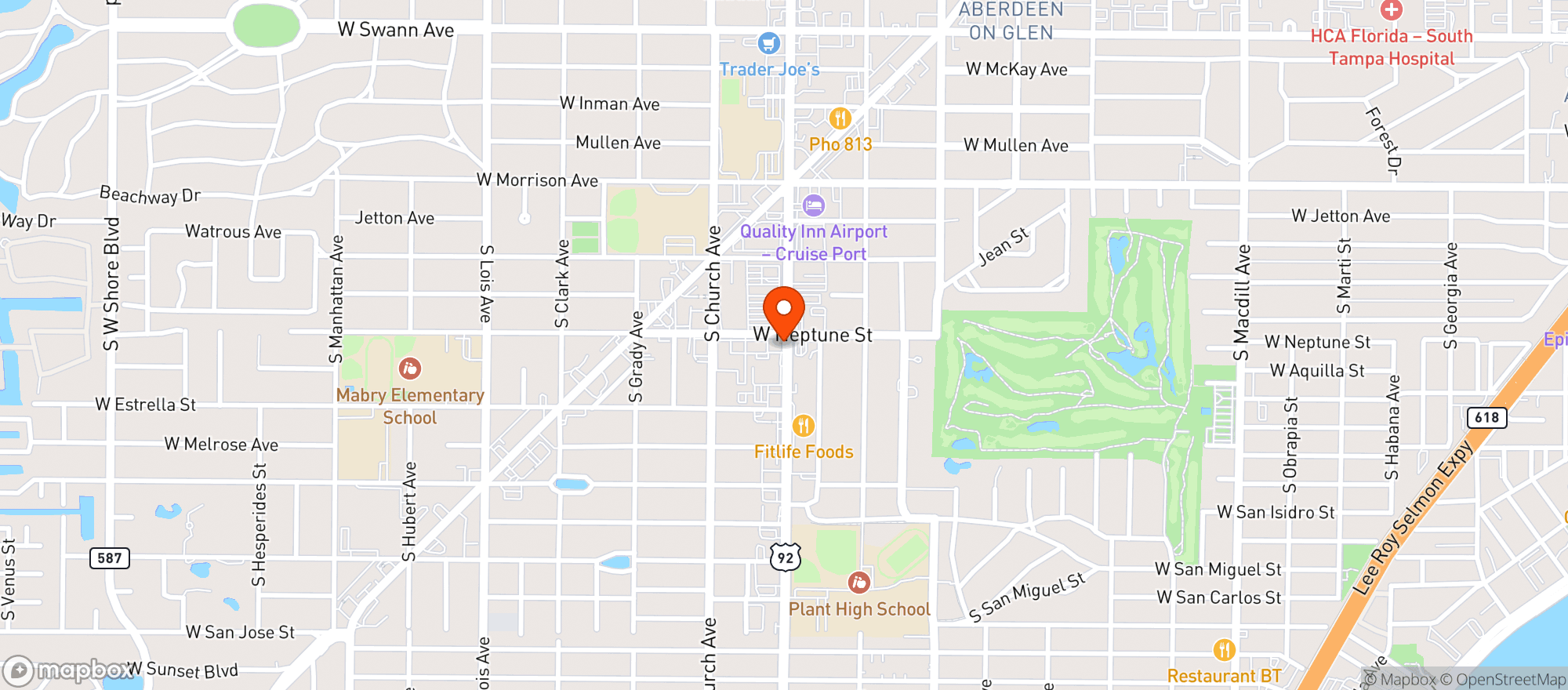 Map showing Tampa Vapor - Dale Mabry