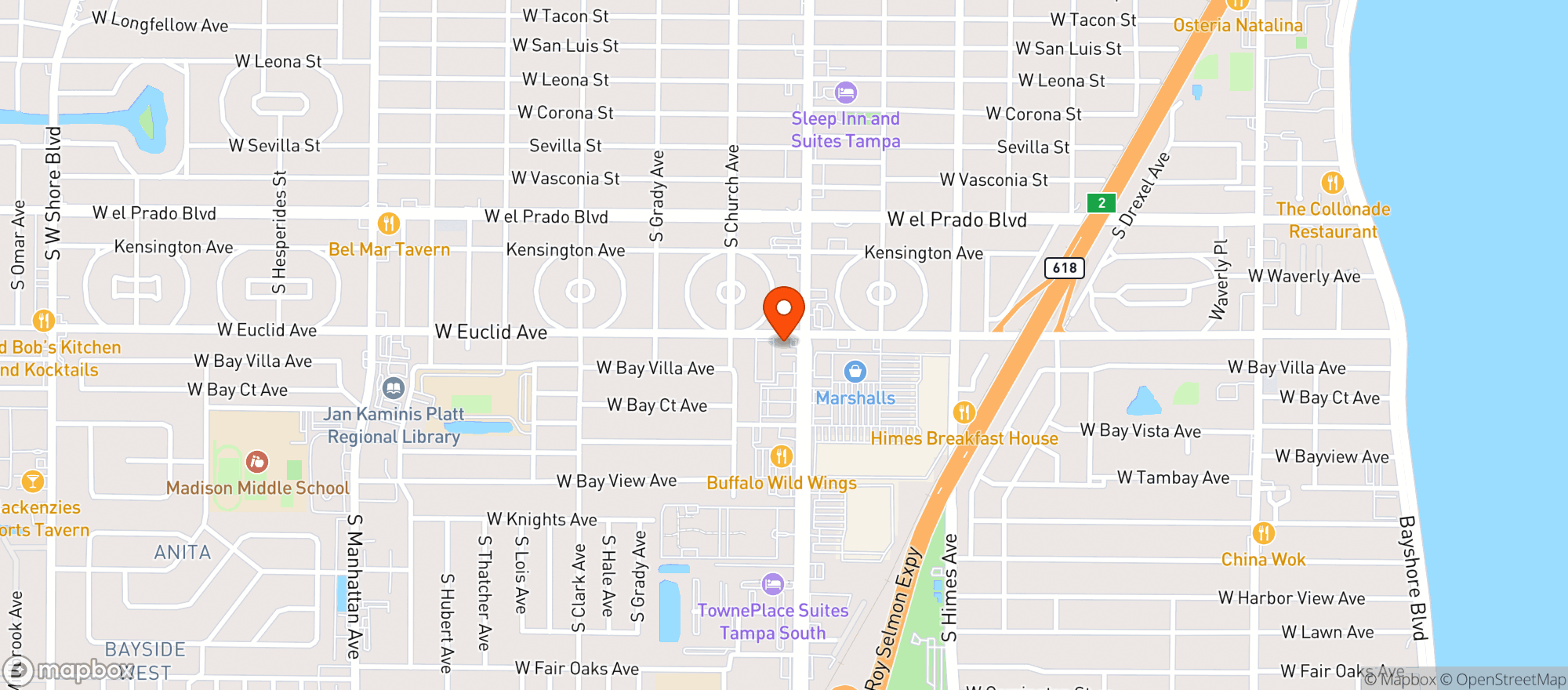 Map showing (c) Dale Mabry Sunoco