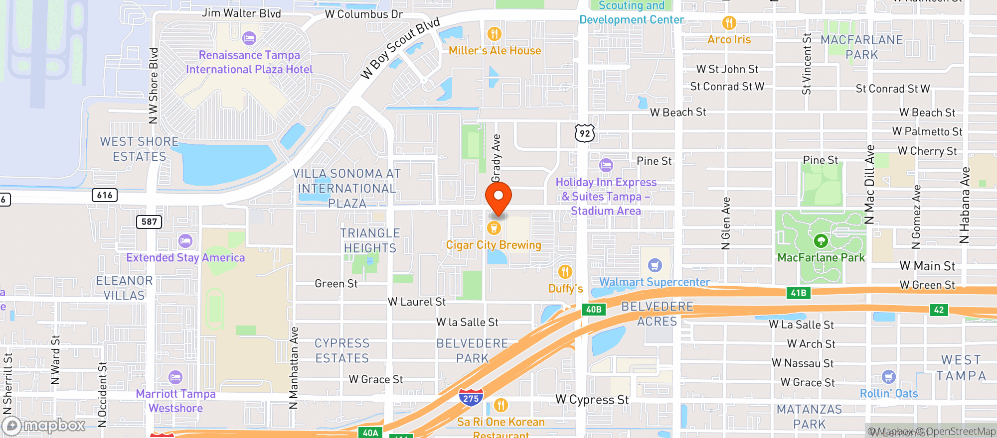 Map showing Cigar City Brewing