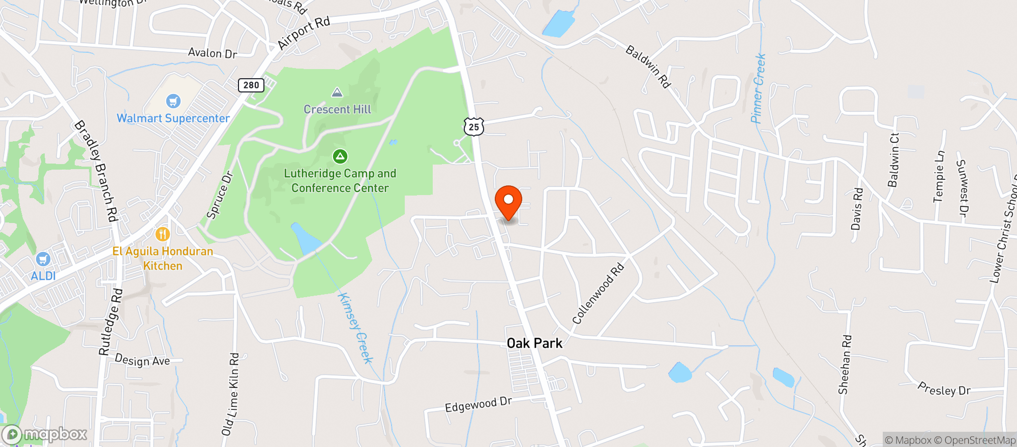 Map showing Enmarket 2580 Hendersonville Road