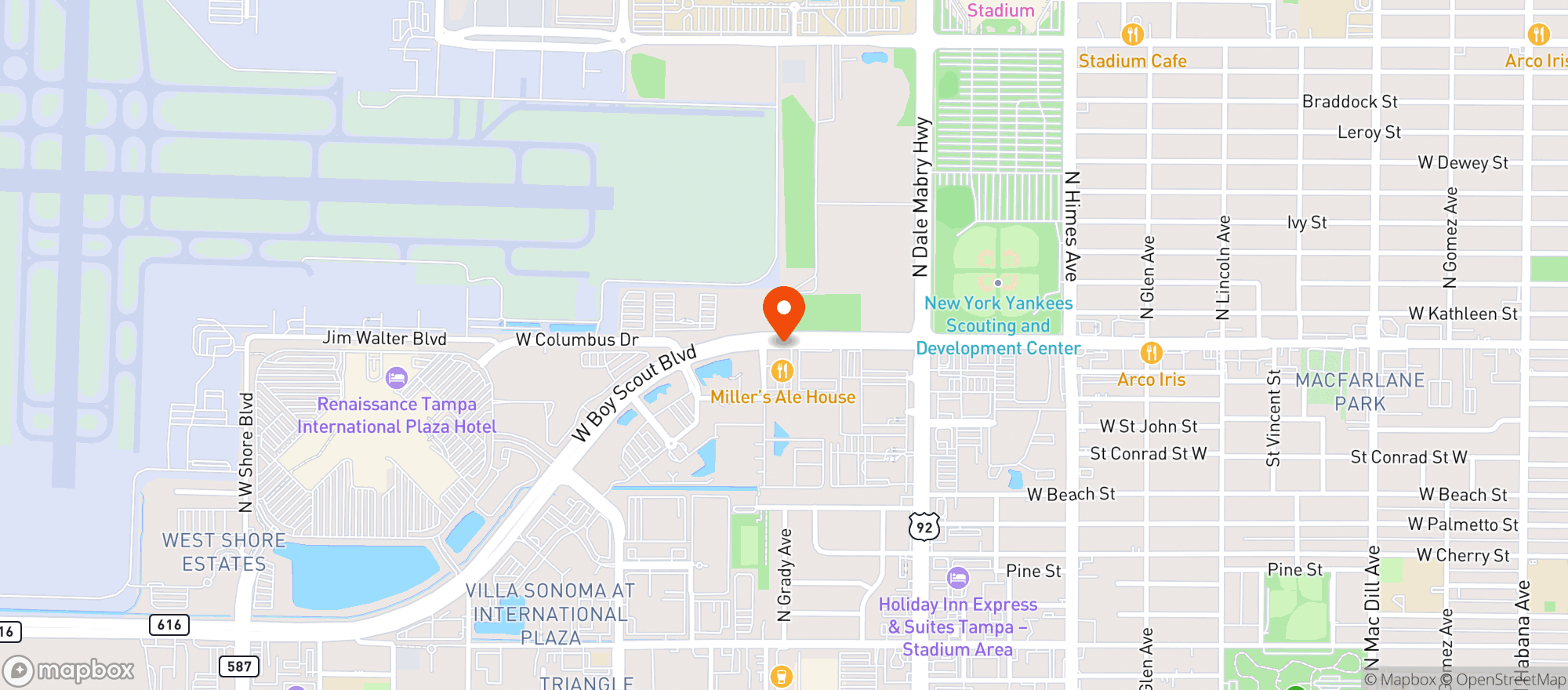 Map showing Millers Ale House