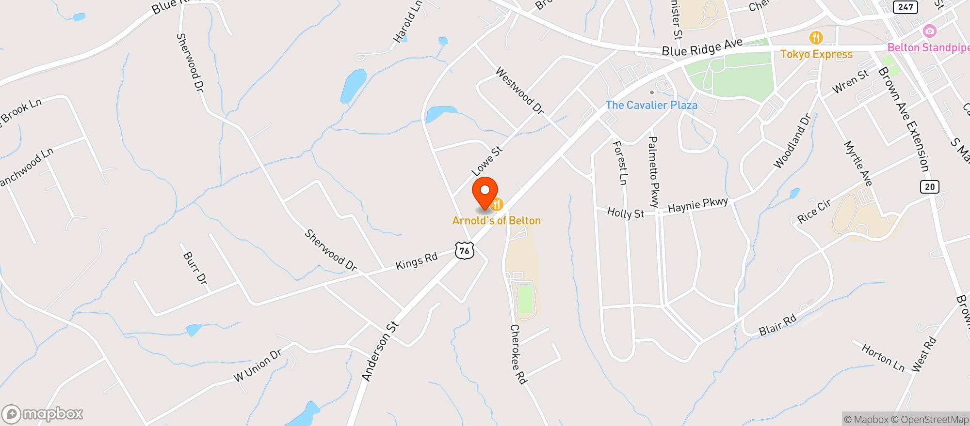 Map showing Carolina Corner