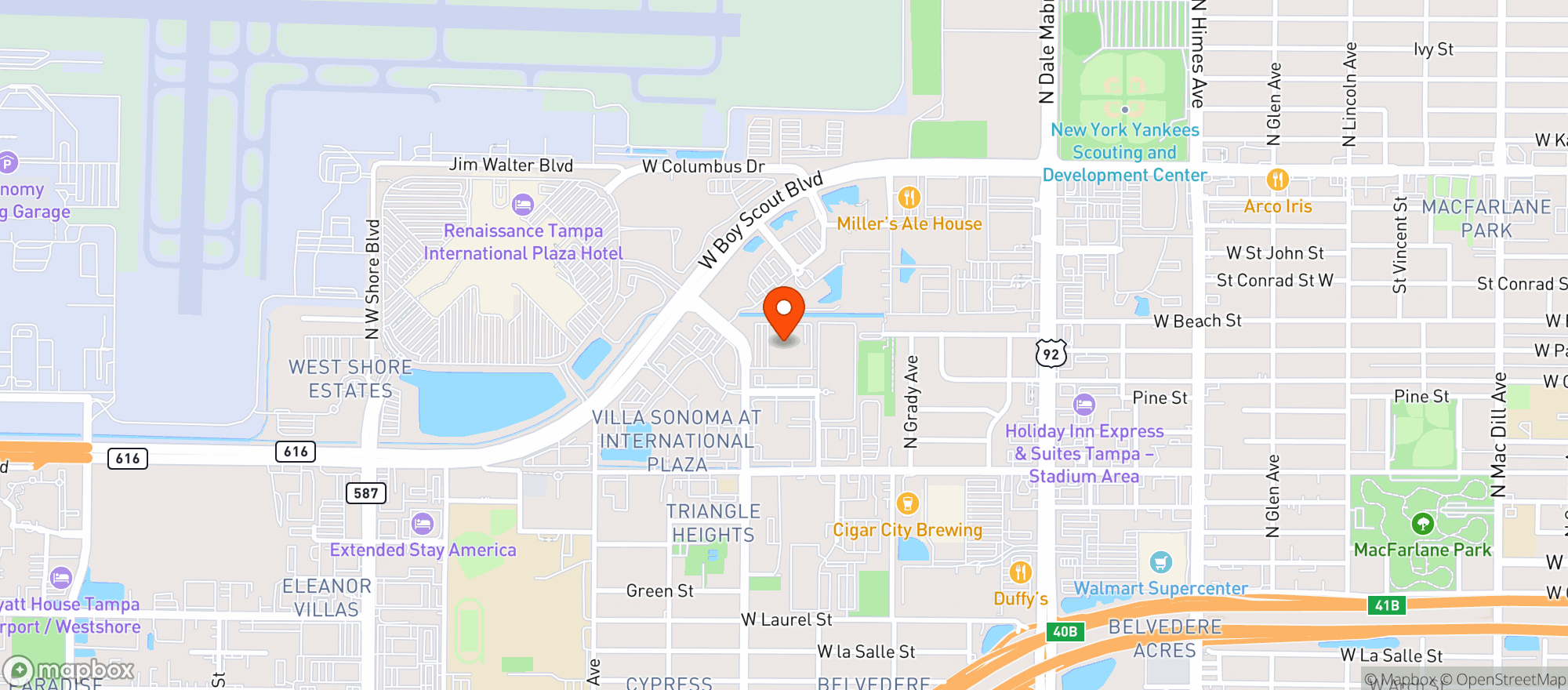 Map showing Tpa  Airport Hilton