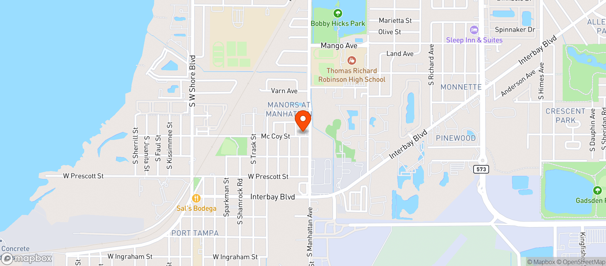 Map showing Bayside Deli