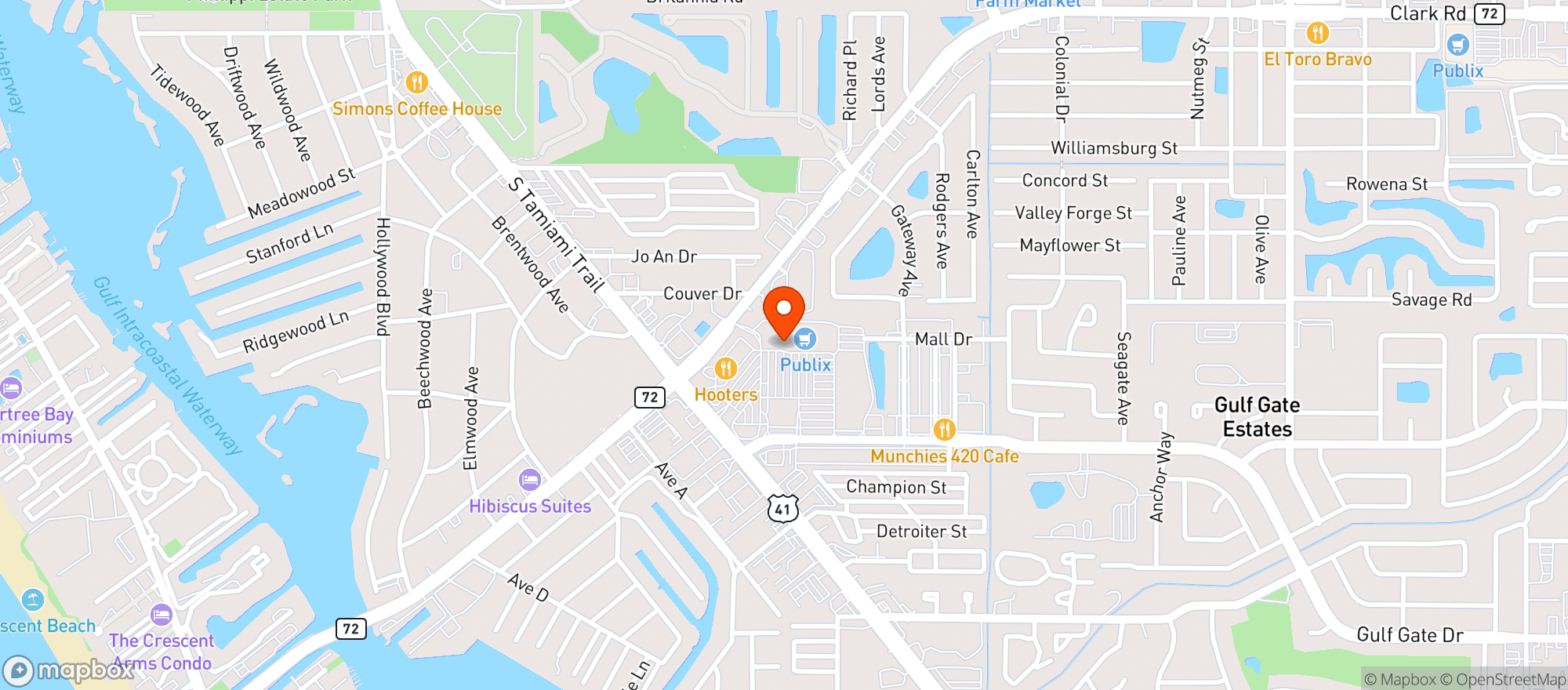 Map showing World Market Sarasota