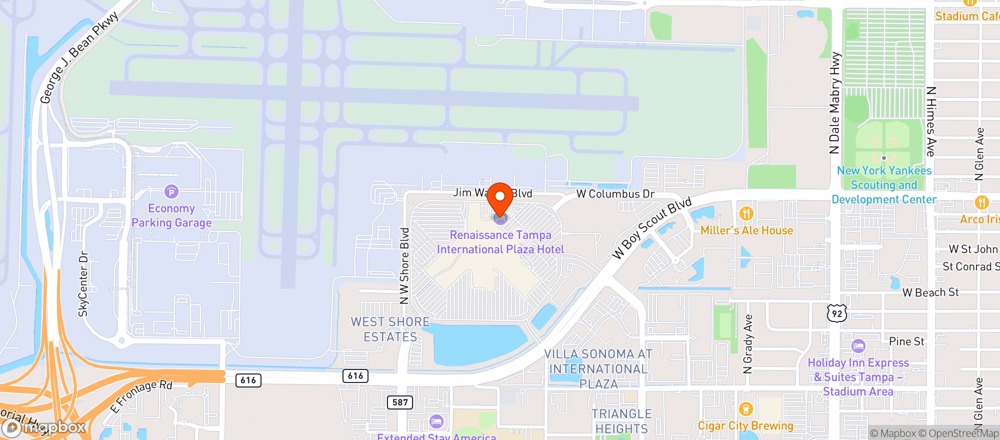 Map showing Renaissance Tampa International Plaza Hotel