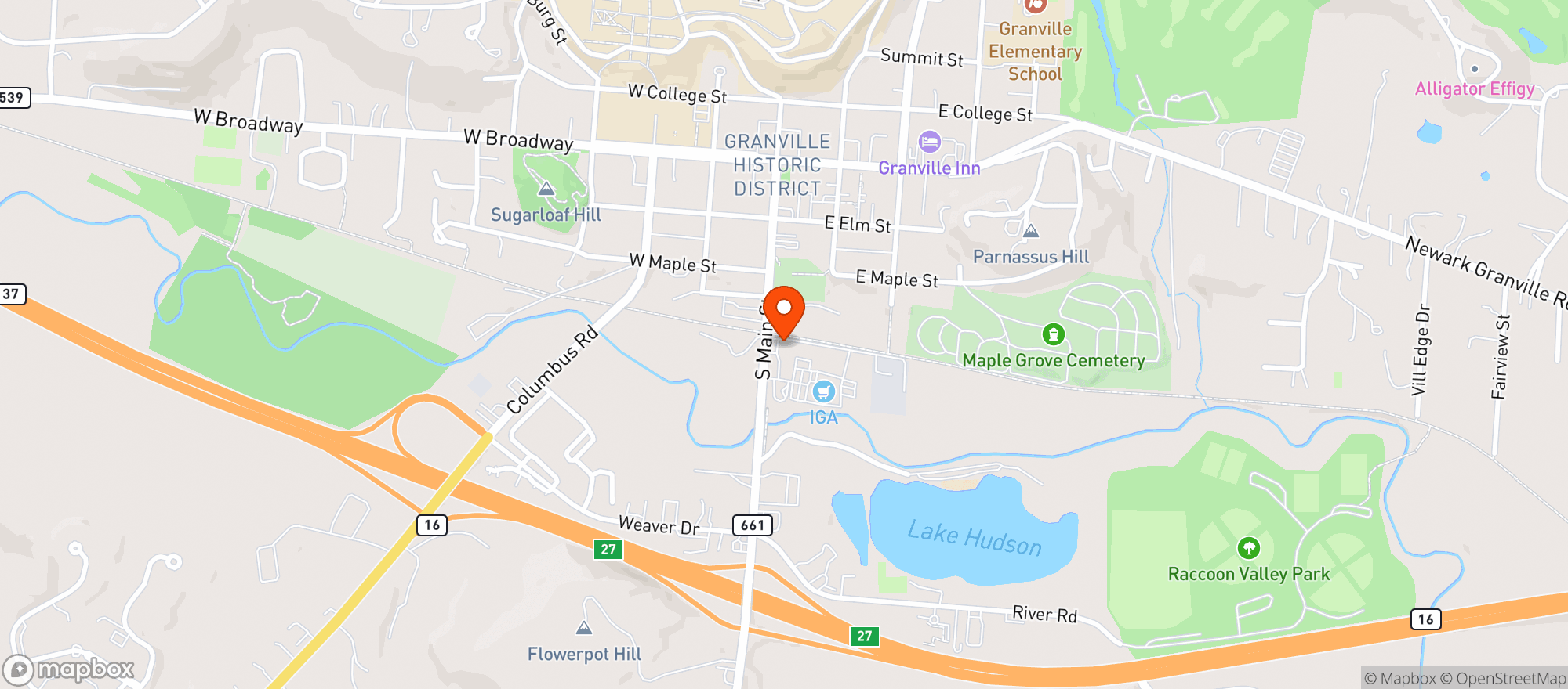 Map showing Harvest Pizzeria Granvile