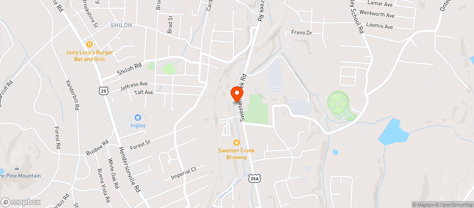 Map showing Hot Spot - Sweeten Creek