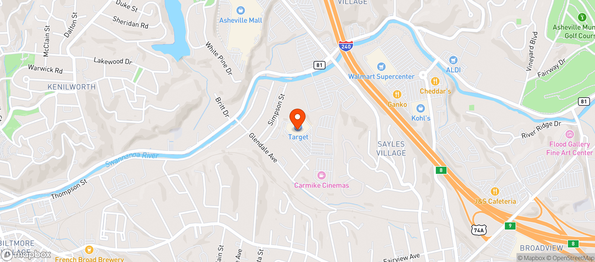 Map showing Target