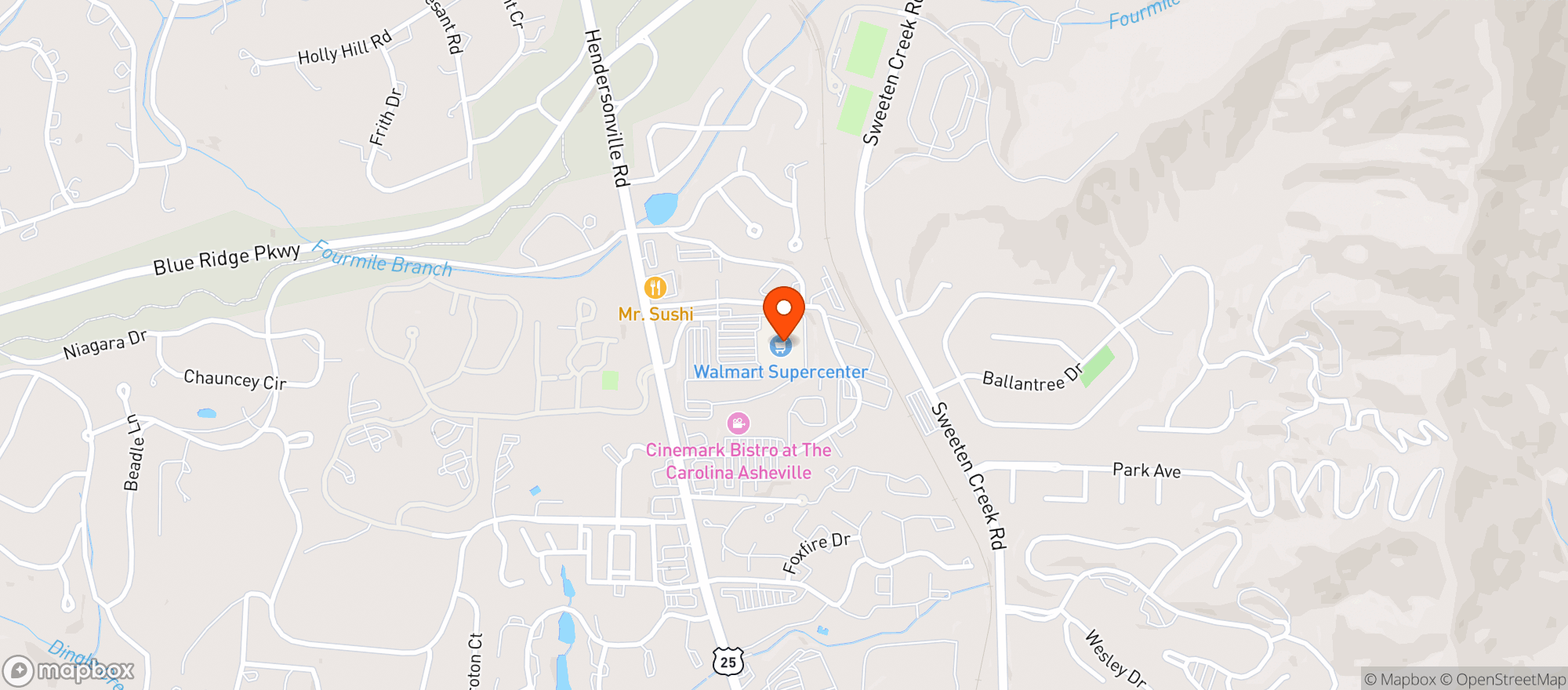 Map showing WALMART SUPERCENTER