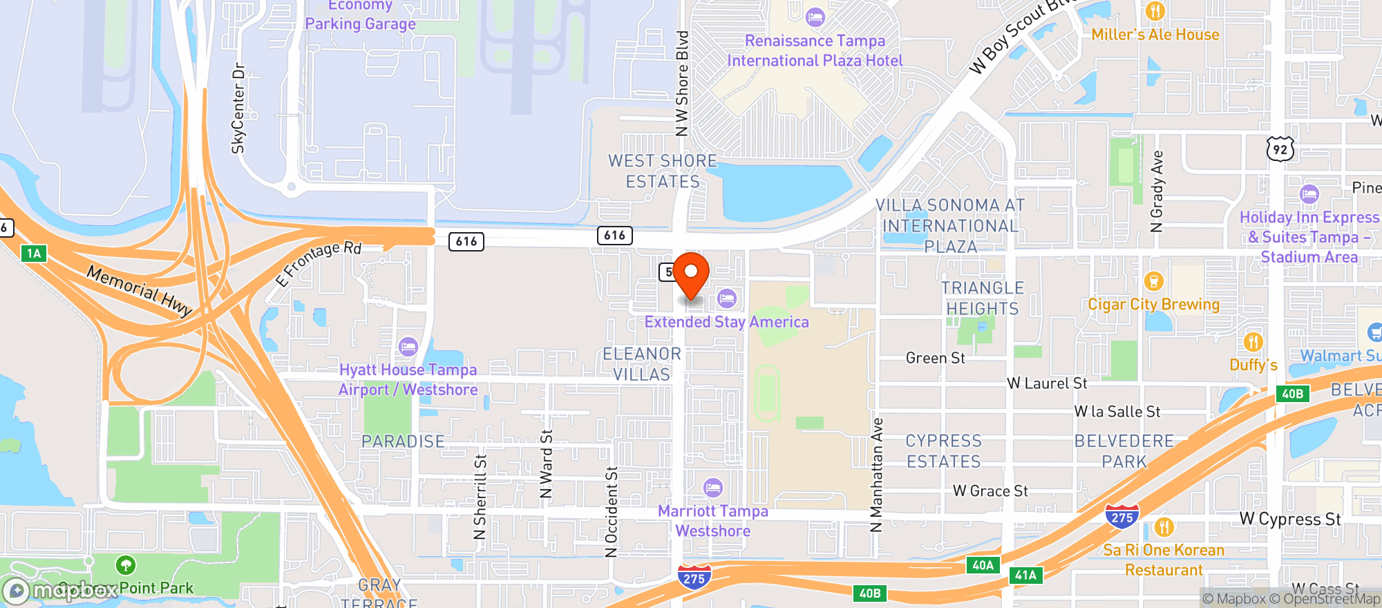 Map showing The Penthouse Club