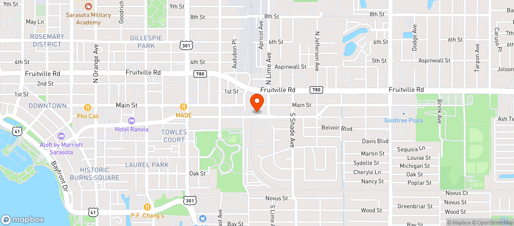 Map showing Shamrock Pub